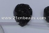 CAG7988 Top drilled 22*30mm flat teardrop plated white druzy agate beads