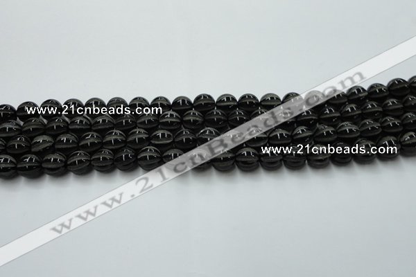 CAG8000 15.5 inches 8mm carved round black agate beads