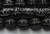 CAG8001 15.5 inches 10mm carved round black agate beads