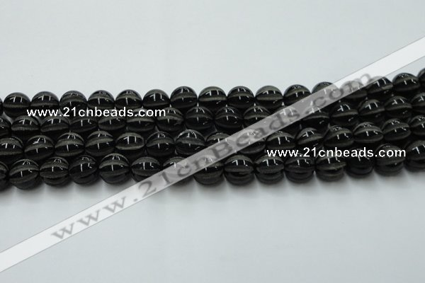 CAG8002 15.5 inches 12mm carved round black agate beads