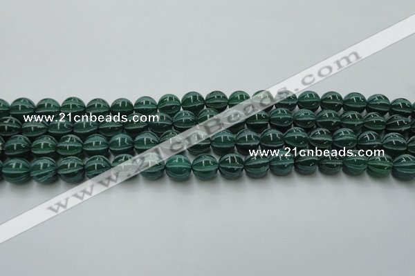 CAG8006 15.5 inches 10mm carved round green agate beads