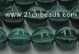 CAG8008 15.5 inches 14mm carved round green agate beads