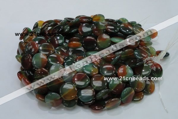 CAG802 15.5 inches 20mm flat round rainbow agate gemstone beads