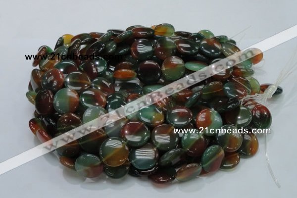 CAG802 15.5 inches 20mm flat round rainbow agate gemstone beads