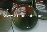 CAG803 15.5 inches 30mm flat round rainbow agate gemstone beads