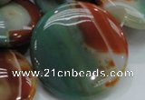 CAG807 15.5 inches 40mm flat round rainbow agate gemstone beads
