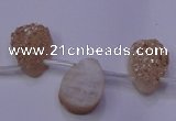 CAG8101 Top drilled 10*14mm teardrop champagne plated druzy agate beads