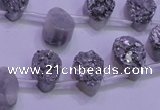 CAG8102 Top drilled 10*14mm teardrop silver plated druzy agate beads