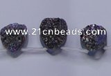 CAG8104 Top drilled 10*14mm teardrop rainbow plated druzy agate beads