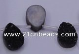 CAG8107 Top drilled 10*14mm teardrop black plated druzy agate beads