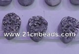 CAG8112 Top drilled 12*16mm teardrop silver plated druzy agate beads