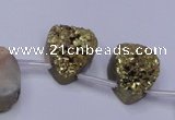 CAG8113 Top drilled 12*16mm teardrop glod plated druzy agate beads