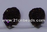 CAG8115 Top drilled 12*16mm teardrop purple plated druzy agate beads