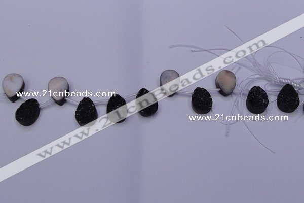 CAG8127 Top drilled 15*20mm teardrop black plated druzy agate beads