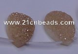 CAG8131 Top drilled 18*25mm teardrop champagne plated druzy agate beads