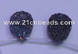 CAG8134 Top drilled 18*25mm teardrop rainbow plated druzy agate beads