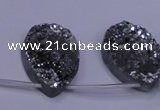 CAG8142 Top drilled 30*40mm teardrop silver plated druzy agate beads