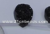 CAG8147 Top drilled 30*40mm teardrop black plated druzy agate beads