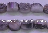 CAG8152 7.5 inches 10*14mm oval silver plated druzy agate beads