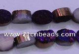 CAG8155 7.5 inches 10*14mm oval purple plated druzy agate beads