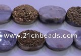 CAG8163 7.5 inches 12*16mm oval glod plated druzy agate beads