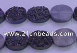 CAG8165 7.5 inches 12*16mm oval purple plated druzy agate beads