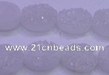 CAG8170 7.5 inches 13*18mm oval white plated druzy agate beads