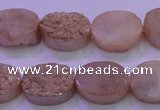 CAG8171 7.5 inches 13*18mm oval champagne plated druzy agate beads