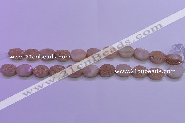 CAG8171 7.5 inches 13*18mm oval champagne plated druzy agate beads