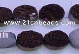 CAG8175 7.5 inches 13*18mm oval purple plated druzy agate beads