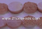 CAG8181 7.5 inches 15*20mm oval champagne plated druzy agate beads