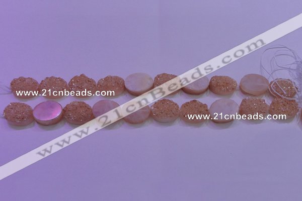 CAG8181 7.5 inches 15*20mm oval champagne plated druzy agate beads