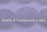 CAG8190 7.5 inches 18*25mm oval white plated druzy agate beads