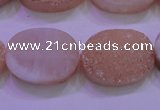 CAG8191 7.5 inches 18*25mm oval champagne plated druzy agate beads