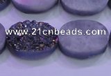 CAG8194 7.5 inches 18*25mm oval rainbow plated druzy agate beads