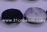 CAG8196 7.5 inches 18*25mm oval blue plated druzy agate beads