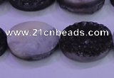 CAG8197 7.5 inches 18*25mm oval black plated druzy agate beads