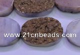 CAG8203 7.5 inches 20*30mm oval glod plated druzy agate beads