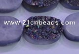 CAG8204 7.5 inches 20*30mm oval rainbow plated druzy agate beads