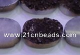 CAG8205 7.5 inches 20*30mm oval purple plated druzy agate beads