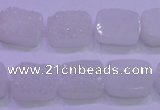 CAG8210 Top drilled 10*14mm rectangle white plated druzy agate beads