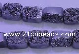 CAG8212 Top drilled 10*14mm rectangle silver plated druzy agate beads