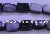 CAG8217 Top drilled 10*14mm rectangle black plated druzy agate beads