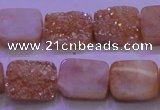 CAG8221 Top drilled 12*16mm rectangle champagne plated druzy agate beads