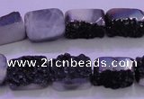 CAG8227 Top drilled 12*16mm rectangle black plated druzy agate beads