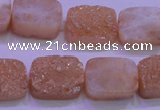 CAG8231 Top drilled 13*18mm rectangle champagne plated druzy agate beads