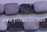 CAG8234 Top drilled 13*18mm rectangle rainbow plated druzy agate beads