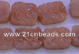 CAG8241 Top drilled 15*20mm rectangle champagne plated druzy agate beads