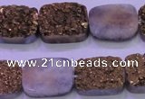 CAG8243 7.5 inches 15*20mm rectangle glod plated druzy agate beads