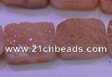 CAG8251 Top drilled 18*25mm rectangle champagne plated druzy agate beads